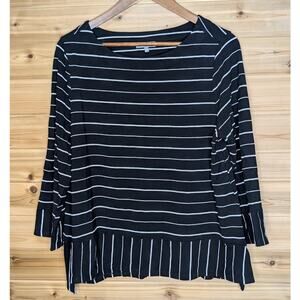 Habitat Top Womens Large Black White Striped Casual Tee